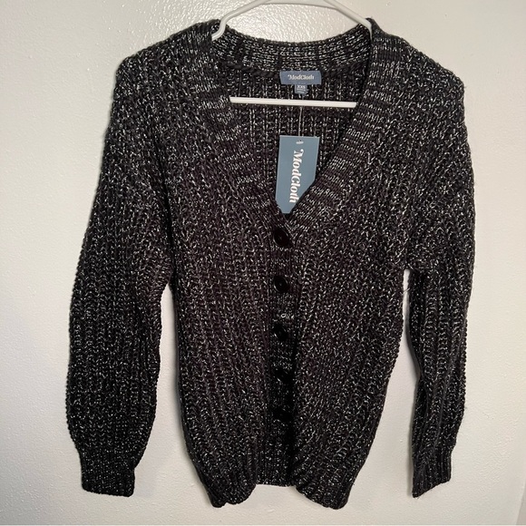 Modcloth Warming Signs Knit Cardigan Black - Picture 5 of 15
